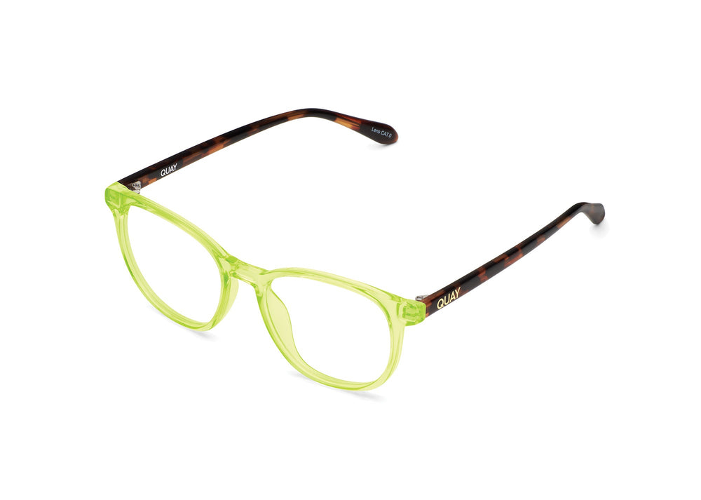 NEON YELLOW TORTOISE TEMPLE/CLEAR RX